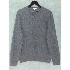 Gap Mens Sweater XL Grey Merino Wool Pullover Slim Preppy Academia Professor‎